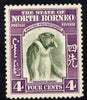 North Borneo 1939 Proboscis Monkey 4c (from def set) lightly mounted mint, SG 306