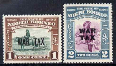 North Borneo 1941 War Tax overprint set of 2 lightly mounted mint, SG 318-19
