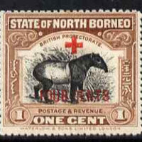 North Borneo 1918 Malayan Tapir 1c + 4c (Red Cross Fund) mounted mint, SG 235