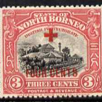 North Borneo 1918 Jesselton Railway Station 3c + 4c (Red Cross Fund) mounted mint, SG 237