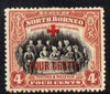 North Borneo 1918 The Sultan & Staff 4c + 4c (Red Cross Fund) mounted mint, SG 238
