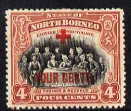 North Borneo 1918 The Sultan & Staff 4c + 4c (Red Cross Fund) mounted mint, SG 238