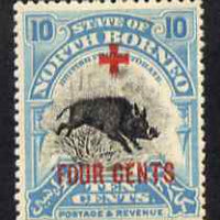 North Borneo 1918 Wild Boar 10c + 4c (Red Cross Fund) mounted mint, SG 242