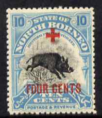 North Borneo 1918 Wild Boar 10c + 4c (Red Cross Fund) mounted mint, SG 242