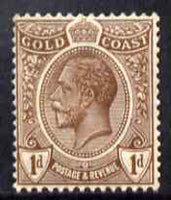 Gold Coast 1921-34 KG5 Script CA 1d chocolate unmounted mint SG 87