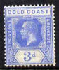 Gold Coast 1921-34 KG5 Script CA 3d bright blue unmounted mint SG 91