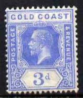 Gold Coast 1921-34 KG5 Script CA 3d bright blue unmounted mint SG 91