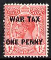 Gold Coast 1918 KG5 1d + 1d War Tax mounted mint SG 85