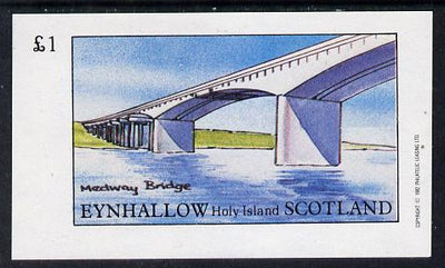 Eynhallow 1982 Bridges (Medway) imperf souvenir sheet (£1 value) unmounted mint