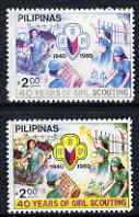 Philippines 1980 40th Anniversary of Girl Scouting 30s with yellow omitted plus normal. both unmounted mint SG 1587var