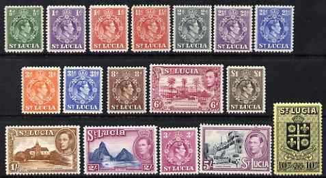 St Lucia 1938-48 KG6 definitive set complete 17 values mounted mint, SG 128-41