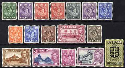 St Lucia 1938-48 KG6 definitive set complete 17 values mounted mint, SG 128-41
