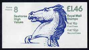Great Britain 1981-85 Postal History series #08 (Seahorse High Values) £1.46 booklet complete with cyl number in margin at left SG FO1A