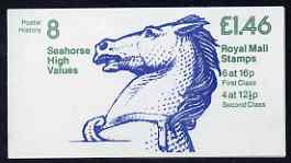Great Britain 1981-85 Postal History series #08 (Seahorse High Values) £1.46 booklet complete with cyl number in margin at right SG FO1B
