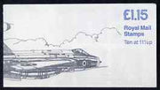 Great Britain 1979-81 Military Aircraft #6 (Lightning & Vulcan) £1.15 folded booklet with cyl number in margin at left SG FI2A