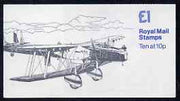 Great Britain 1979-81 Military Aircraft #3 (Hawker Fury & HP Heyford) £1.00 folded booklet with cyl number in margin at left SG FH3A