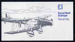 Great Britain 1979-81 Military Aircraft #3 (Hawker Fury & HP Heyford) £1.00 folded booklet with cyl number in margin at left SG FH3A
