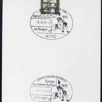 Postmark - West Germany 1975 postcard bearing 5pfg stamp with special illustrated cancellation for European Wrestling Championships