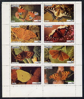 Nagaland 1974 Butterflies (Comma, Ringlet, Camberwell Beauty, Swallowtail, Brimstone, Duke of Burgundy, Fritillary & Peacock) perf,set of 8 values (5c to 1.25ch) unmounted mint