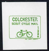 Cinderella - Great Britain 1994 Colchester Scout Cycle Mail imperf proof of label in green on thin card