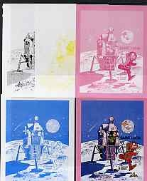 St Lucia 1980 Disney - Tenth Anniversary of Moon Landing m/sheet, the set of 5 imperf progressive proofs comprising the 4 individual colours plus the completed all 4-colour composite, unmounted mint, SG MS 533
