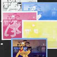 Dominica 1981 Disney - 50th Anniversary of Pluto m/sheet, the set of 5 imperf progressive proofs comprising the 4 individual colours plus the completed all 4-colour composite, unmounted mint, SG MS 741