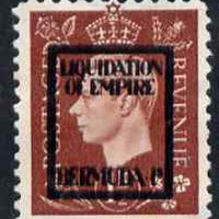 Great Britain 1944 KG6 Liquidation of Empire 1.5d propaganda forgery opt'd Bermuda 'unused'
