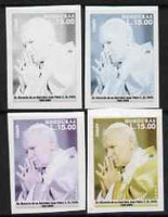 Honduras 2005 The Pope 15L set of 4 imperf progressive proofs comprising single colour (black), 2-colour, 3-colour and completed all 4-colour composite, unmounted mint