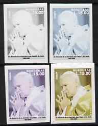 Honduras 2005 The Pope 15L set of 4 imperf progressive proofs comprising single colour (black), 2-colour, 3-colour and completed all 4-colour composite, unmounted mint
