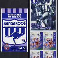 Australia 1996 Centenary of Australian Football League $4.50 booklet - North Melbourne Kangaroos, complete and fine SG SB93