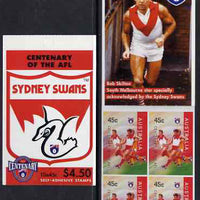 Australia 1996 Centenary of Australian Football League $4.50 booklet - Sydney Swans, complete and fine SG SB95