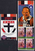 Australia 1996 Centenary of Australian Football League $4.50 booklet - St Kilda Saints, complete and fine SG SB100