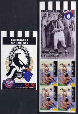 Australia 1996 Centenary of Australian Football League $4.50 booklet - Collingwood Magpies, complete and fine SG SB102