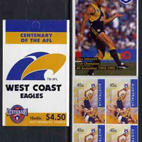 Australia 1996 Centenary of Australian Football League $4.50 booklet - West Coast Eagles, complete and fine SG SB105