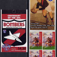 Australia 1996 Centenary of Australian Football League $4.50 booklet - Essendon Bombers, complete and fine SG SB106