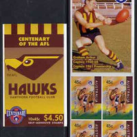 Australia 1996 Centenary of Australian Football League $4.50 booklet - Hawthorn Hawks, complete and fine SG SB108