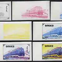 Mongolia 1997 Railway Locomotives 20t Electric Loco LV-80 the set of 7 imperf progressive proofs comprising the 4 individual colours plus 2, 3 and all 4-colour composites unmounted mint, as SG 2589