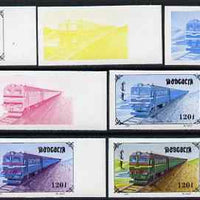Mongolia 1997 Railway Locomotives 120t Diesel Loco BL-80 the set of 7 imperf progressive proofs comprising the 4 individual colours plus 2, 3 and all 4-colour composites unmounted mint, as SG 2591