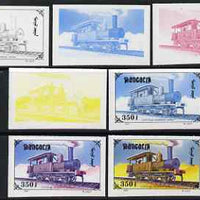Mongolia 1997 Railway Locomotives 350t 0-6-0 Tank Loco Arima the set of 7 imperf progressive proofs comprising the 4 individual colours plus 2, 3 and all 4-colour composites unmounted mint, as SG 2594