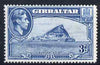 Gibraltar 1938-51 KG6 3d light blue Perf 14 fine mounted mint, SG 125a cat £130