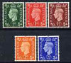 Great Britain 1937-47 KG6 Dark Colours,set of 5 with sideways watermark mounted mint SG 462a-66a cat £160