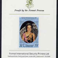 St Vincent 1987 10th Anniversary of Carnival 55c (Beauty Queen) imperf proof mounted on Format International proof card as SG SG 1068var