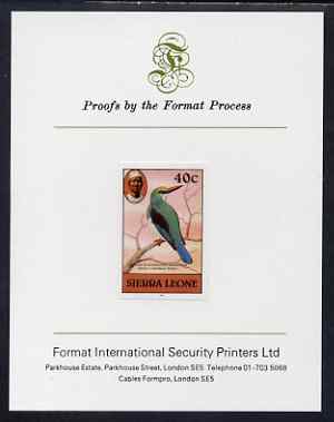 Sierra Leone 1983 Blue Breasted Kingfisher 40c (with 1983 imprint) imperf proof mounted on Format International proof card as SG SG 769
