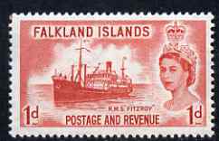 Falkland Islands 1955-57 RMS Fitzroy 1d from def set unmounted mint, SG 188