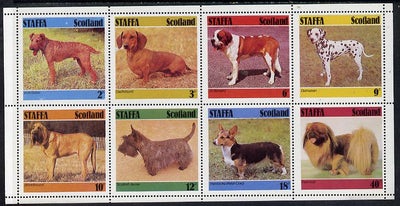 Staffa 1978 Dogs (Irish Setter, Dachshund, St Bernard etc) perf set of 8 values (2p to 40p) unmounted mint