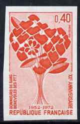 France 1972 20th Anniversary of Post Office Employees Blood Donors Association IMPERF single unmounted mint, as SG 1966 (Yv 1716)