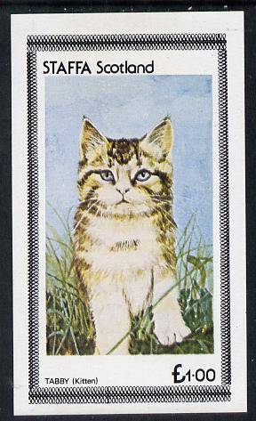 Staffa 1977 Cats (Tabby Kitten) imperf souvenir sheet (£1 value) unmounted mint