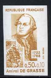 France 1972 Red Cross Fund - Admiral Francois de Grasse imperf unmounted mint, as SG 1955 (Yv 1727)