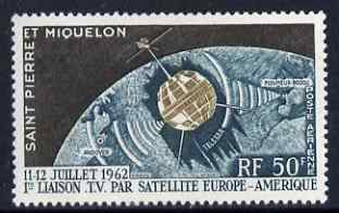 St Pierre & Miquelon 1962 Air First Transatlantic Television Satellite Link unmounted mint, SG 421