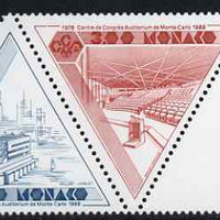 Monaco 1988 Tenth Anniversary of Monte Carlo Congress Centre se-tenant triangular pair unmounted mint, SG 1886a